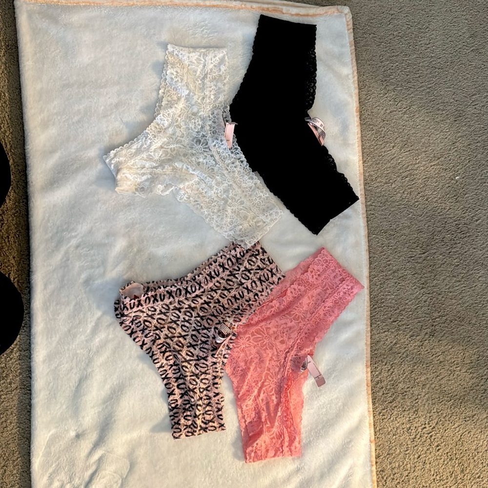 VS cheeky lace panties never worn still has tags on all 4 pair